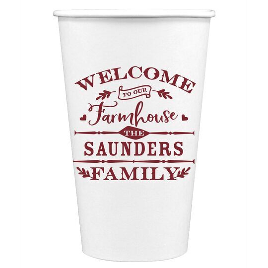 Welcome To Our Farmhouse Paper Coffee Cups